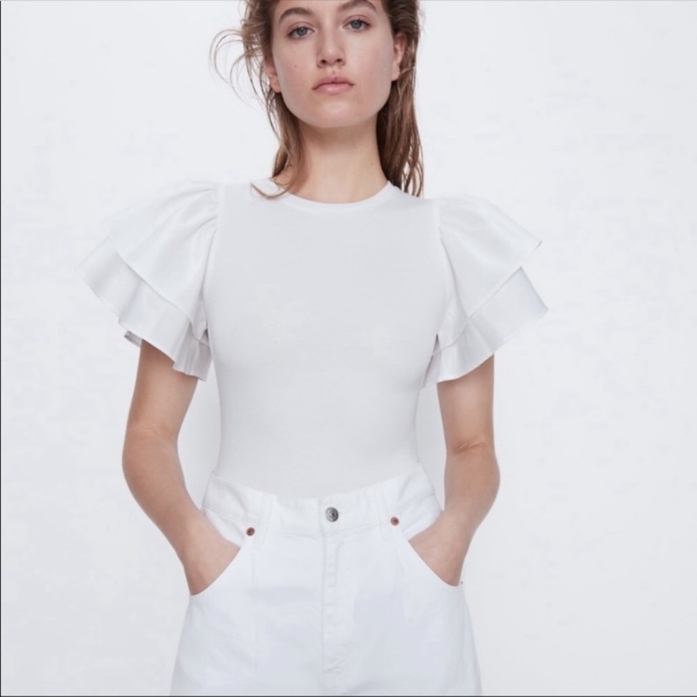 White Puff Sleeve Bodysuit